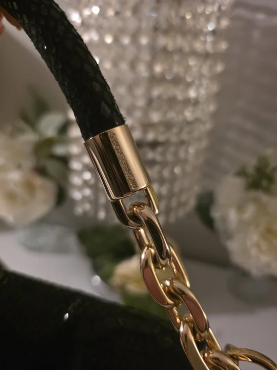 Michael Kors Black Snake-Embossed Leather Shoulder Bag - Picture 6 of 14